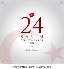 24 kasim ogretmenler gunu vector illustration. (24 November, Turkish Teachers Day celebration card.)