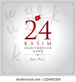 24 kasim ogretmenler gunu vector illustration. (24 November, Turkish Teachers Day celebration card.)