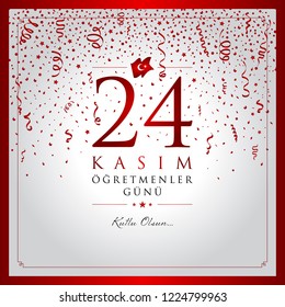 24 kasim ogretmenler gunu vector illustration. (24 November, Turkish Teachers Day celebration card.)