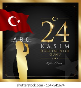 24 kasim ogretmenler gunu vector illustration. (24 November, Turkish Teachers Day celebration card.)