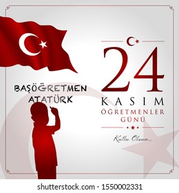 24 kasim ogretmenler gunu vector illustration. (24 November, Turkish Teachers Day celebration card.)