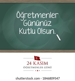 24 kasim ogretmenler gunu vector illustration. (24 November, Turkish Teachers Day celebration card.)