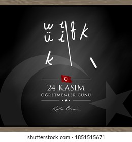 24 kasim ogretmenler gunu vector illustration. (24 November, Turkish Teachers Day celebration card.)