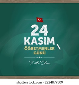 24 kasim ogretmenler gunu vector illustration. (24 November, Turkish Teachers Day celebration card.)