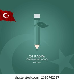 24 kasim ogretmenler gunu vector illustration. (24 November, Turkish Teachers Day celebration card.)