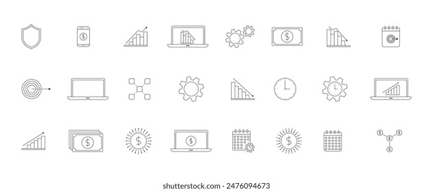 24 line art business icon for web and app uses