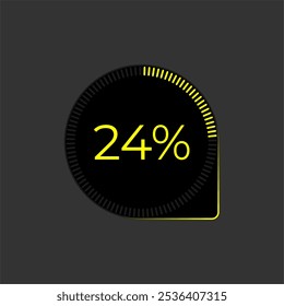 24% Loading. Ui Diagram vector. Download progress icon. Circle diagram interface. Twenty four percent downloading.