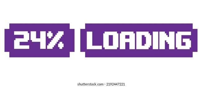 24% Loading vector art illustration percentage counter sign label with fantastic font and purple white color