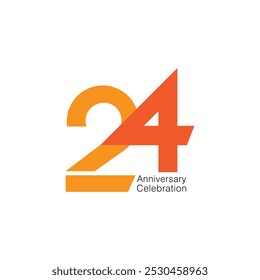 Logotipo 24, logotipo del 24 aniversario, cumpleaños 24, elemento de diseño de Plantilla de Vector para un cumpleaños, invitación, boda, jubileo e ilustración de tarjeta de felicitación.