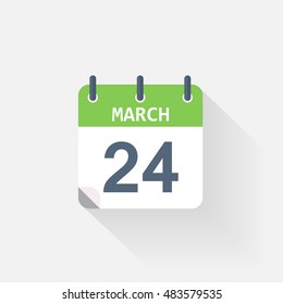 24 march calendar icon on grey background