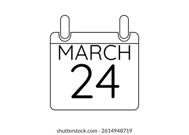 24 March calendar icon text page monthly web design on black and white background vector, icon, or illustration with the month of March 24