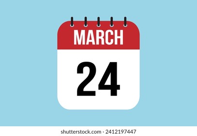 Calendario del 24 de marzo. Ilustración vectorial del calendario de marzo.