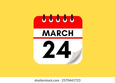 24 March month single day vector, illustration, calendar with maroon, rose and white color background calendar March 24