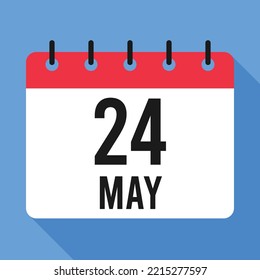 24 May Calendar. Blue Background. Vector Calendar.