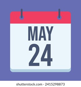Calendario del 24 de mayo. Fondo Azul. Calendario de vectores.
