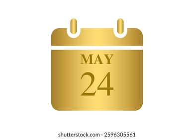 24 May calendar icon text page monthly web design on Golden and white background vector, icon, or illustration with the month of May 24