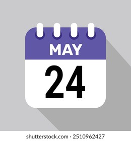 24 de mayo Diseño web mensual de la página de texto del ícono del calendario