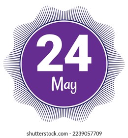 24. Mai, Datumsvorlage. Nützliches Design für Kalender- oder Veranstaltungswerbung. EPS10 Datei, Vektorgrafik. Einzeln auf weißem Hintergrund. 