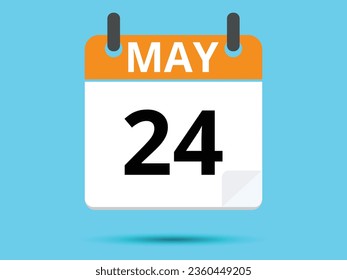 24 de mayo. Calendario de icono plano aislado en fondo azul. Ilustración vectorial.
