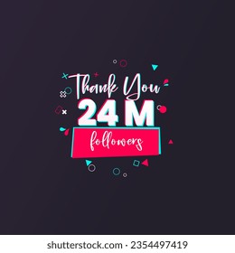 24 Million followers banner for social media followers and subscribers. Thank you 24M  followers vector template for network, social media friends and subscribers. svg