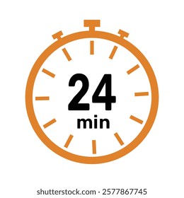 24 minute Timer, clock, icon vector stopwatch isolated icons. Countdown timer symbol.