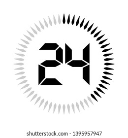 The 24 minutes or seconds, stopwatch vector icon, digital timer. clock and watch, timer.