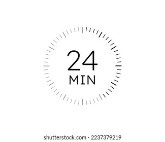 24-minütige Uhren, Timer-24-min-Symbol, Vektorgrafik