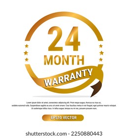 24 month warranty golden badge isolated on white background. label guarantee