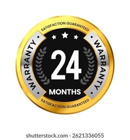 24 months warranty gold premium and elegant circle design. For product quality sticker luxury style. Vector Illustration