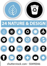 24 nature & design cute buttons. vector