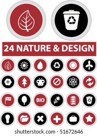 24 nature & design glossy buttons. vector