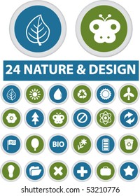 24 nature & design glossy buttons. vector