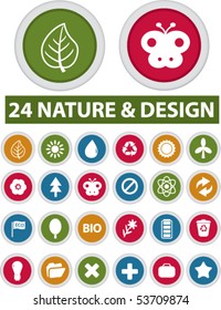 24 nature & design glossy buttons. vector