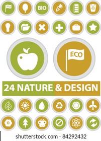 24 nature & design icons, signs, vector illustrations