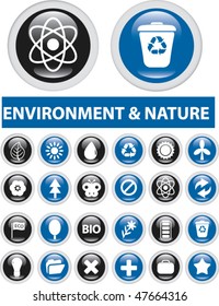 24 botões natureza & ambiente. vetor