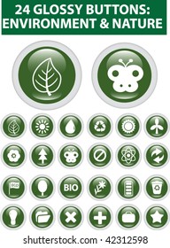 24 nature glossy buttons. vector