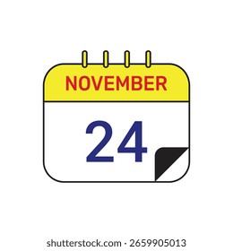 24 novembro calendário ícone vetor ilustração design