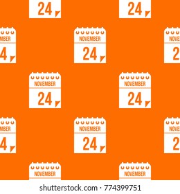 24 november calendar pattern repeat seamless in orange color for any design. Vector geometric illustration