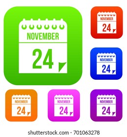 24 november calendar set icon in different colors isolated vector illustration. Premium collection