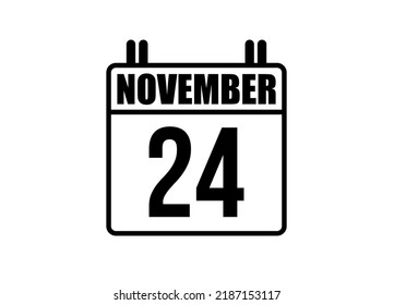 24 November calendar. Simple calendar page for the month of November. Black vector on white background.