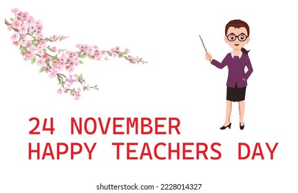 24 NOVEMBER with ivy pattern on white background
HAPPY TEACHERS DAY design