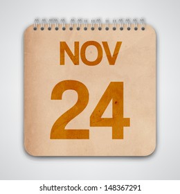 24 November on Old Notebook Vector 