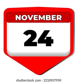 24 de noviembre día del calendario de iconos vectoriales. 24 de noviembre. Vigésimo cuarto día de noviembre. 24.º número de fecha. calendario de 24 días. Veinticuatro días. Profesores turcos. Ilustración del vector
