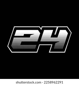 24 Number Speed Logo Design Template Inspiration, Vector Illustration For Sticker, Racing.