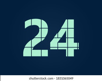 24 números, fuente de diseño vectorial.  Hecho de cuchillo cortado. Para logotipo, etiqueta de marca, elementos de diseño, identidad corporativa, aplicación y más. IsolatedEps10 ilustración