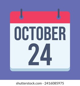 24 October Calendar. Blue Background. Vector Calendar.