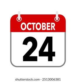 24 de octubre, icono de fecha de calendario sobre fondo blanco.