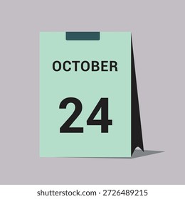24 de octubre Calendario Fecha Icono Ilustración vectorial mínima de calendario de escritorio
