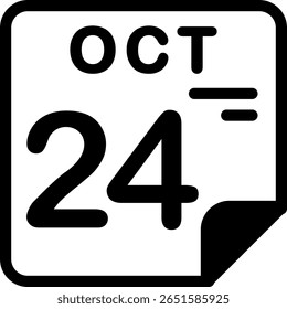 24 October Calendar Semi Solid minimalist Icon