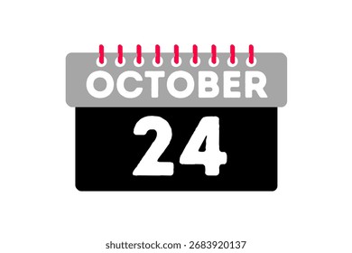 24 Oktober Monat einzelne Tag Vektor, Illustration, Kalender mit Asche, schwarz, rot und weiß Farbe Hintergrund Kalender Symbol vom Oktober 24